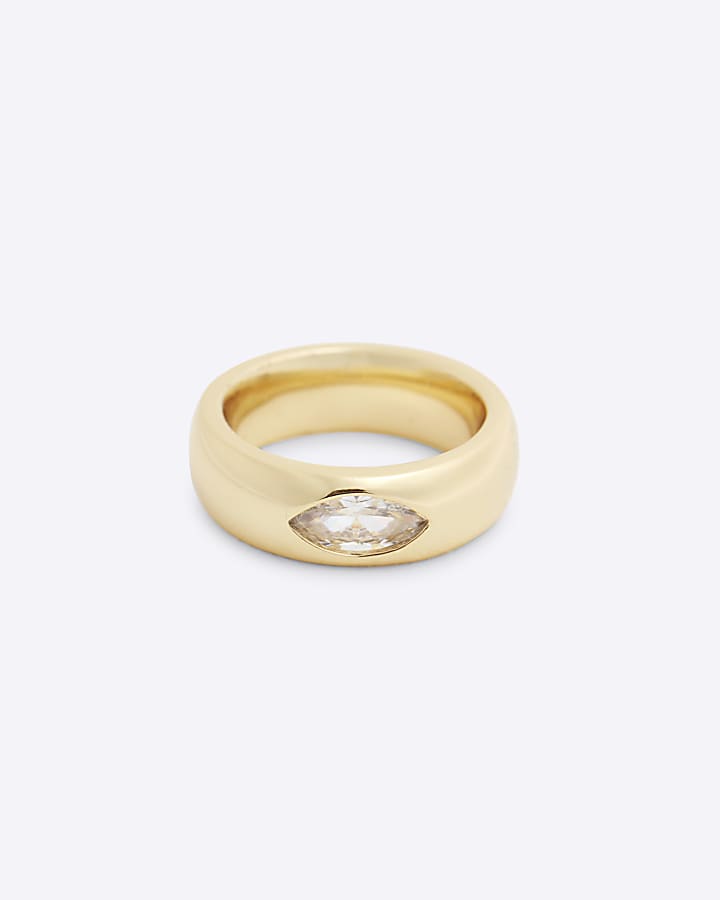 Gold plated Pear Stone Chunky Ring