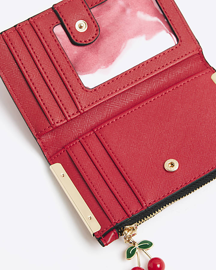 Red Faux Leather Scrunch Mini Card Holder