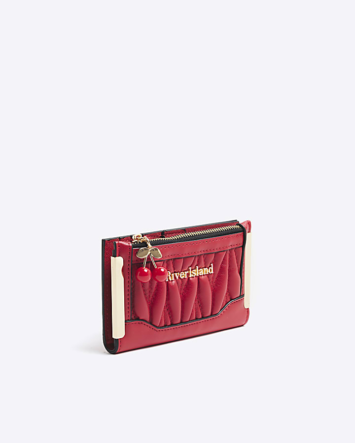 Red Faux Leather Scrunch Mini Card Holder