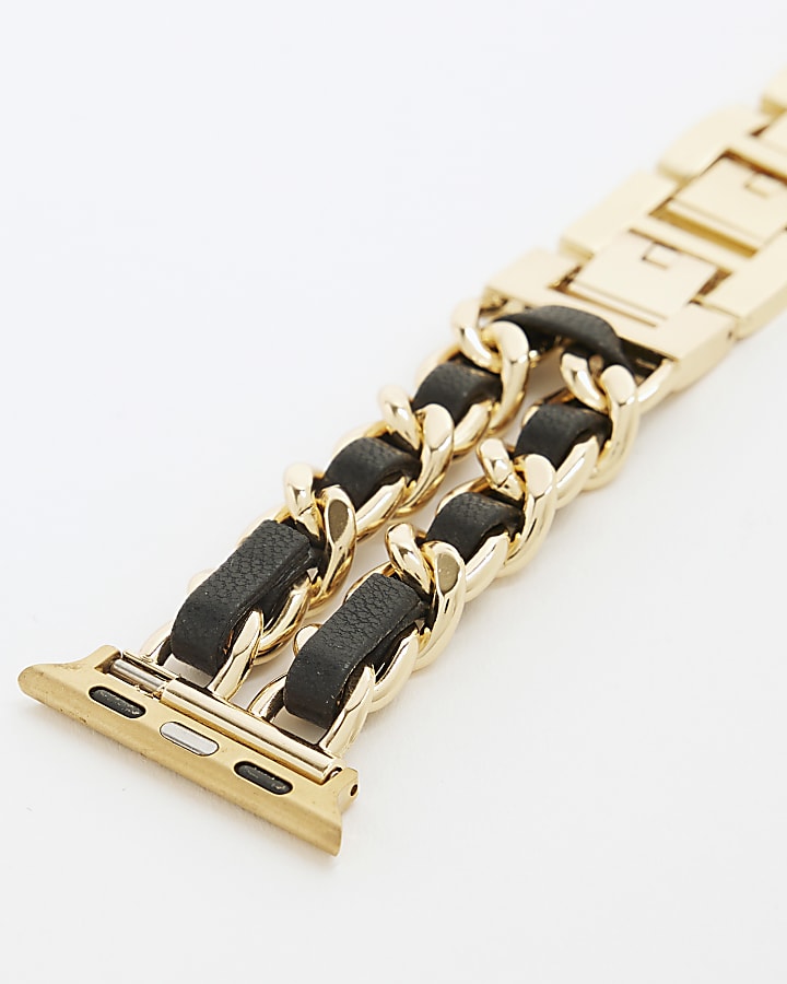 Gold & Black Digital Metal Chain Watch Strap