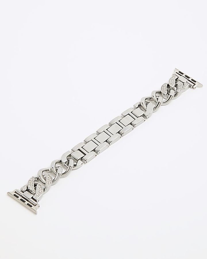 Silver Crystal Digital Watch Strap