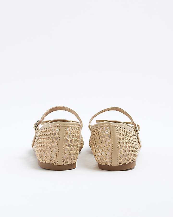 Beige Raffia Ballet Pumps