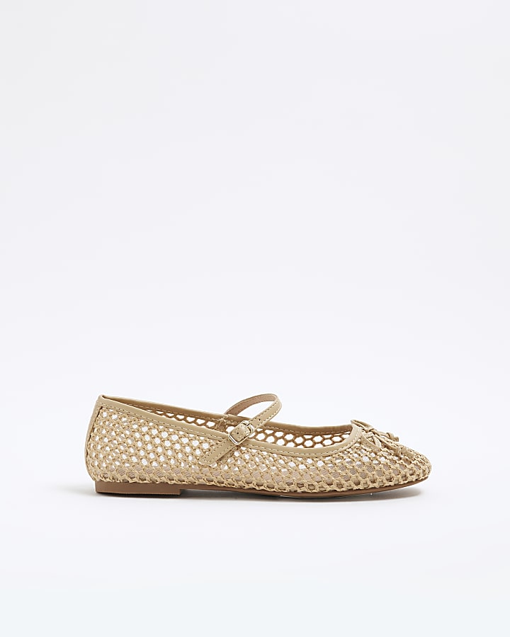 Beige Raffia Ballet Pumps