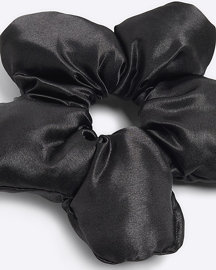 Black Flower Scrunchie