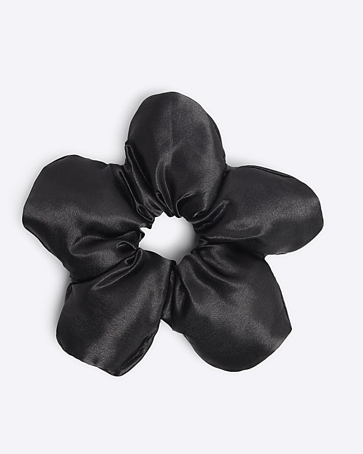 Black Flower Scrunchie