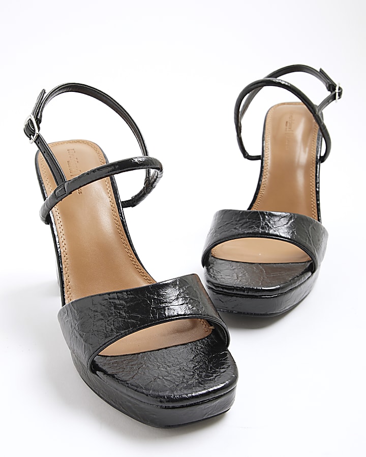 Black Wide Fit Sling Back Platform Sandals