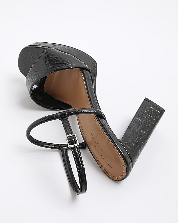 Black Wide Fit Sling Back Platform Sandals