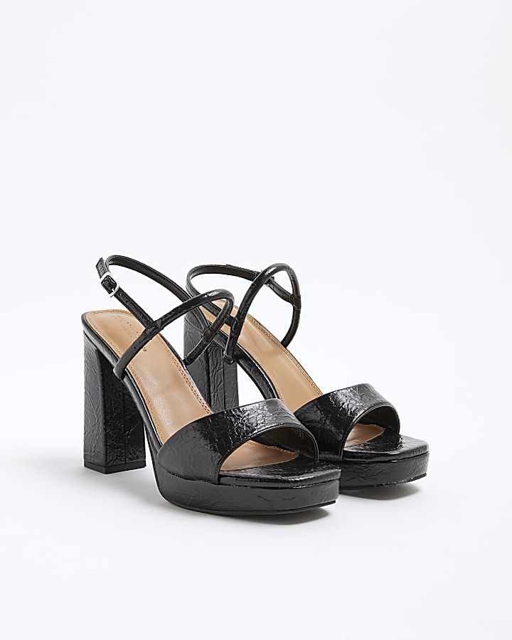 Black Wide Fit Sling Back Platform Sandals