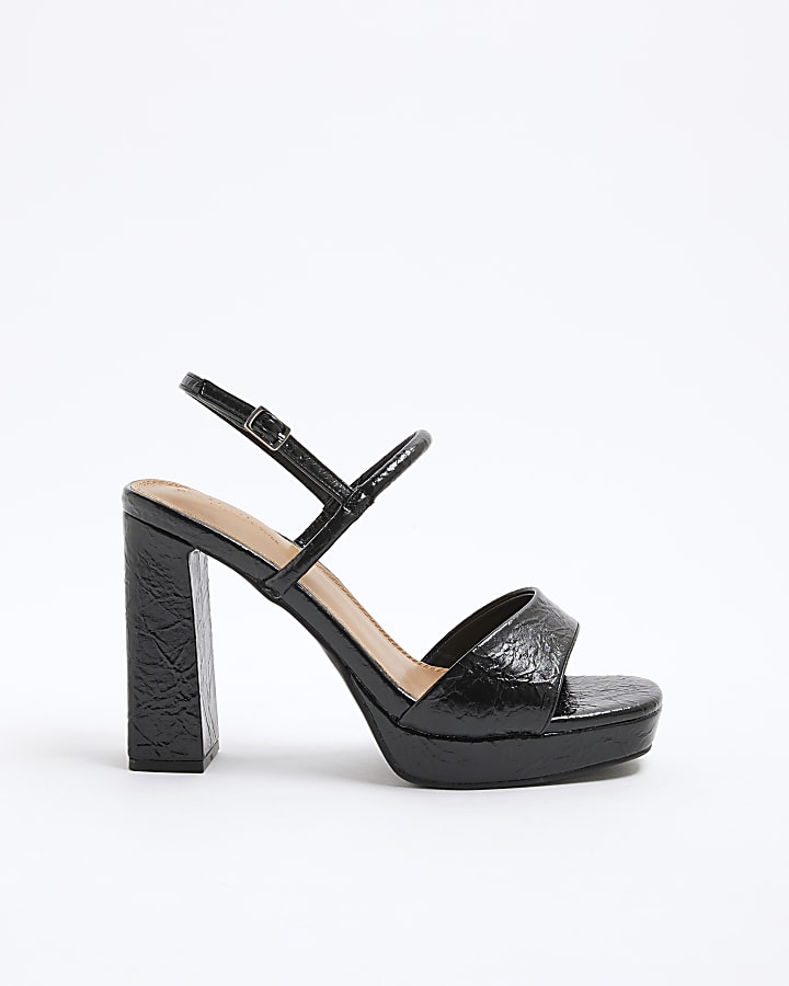 Black Wide Fit Sling Back Platform Sandals