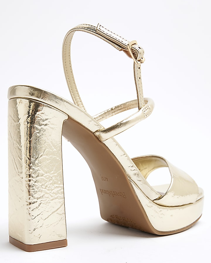 Gold Wide Fit Sling Back Platform Sandals