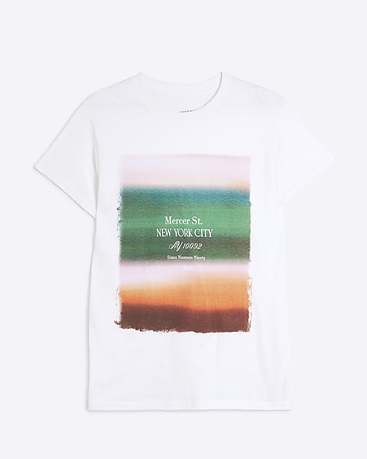 White Ombre Graphic Print T-shirt