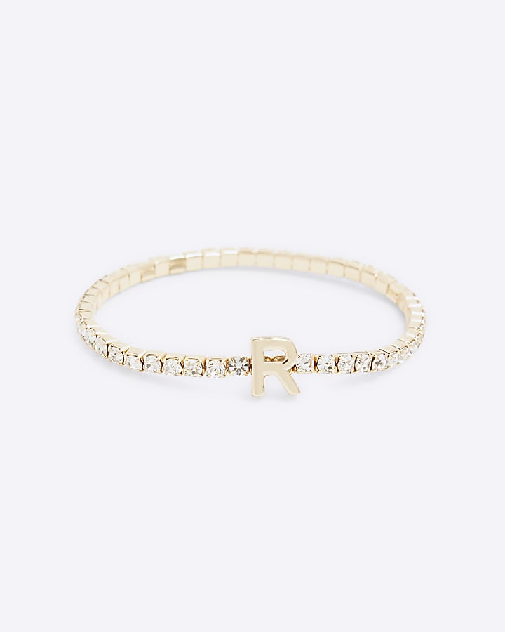 Gold Initial R Bracelet