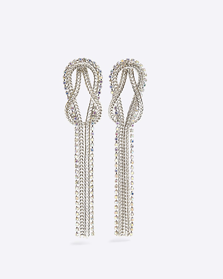 Silver Cupchain Long Earrings