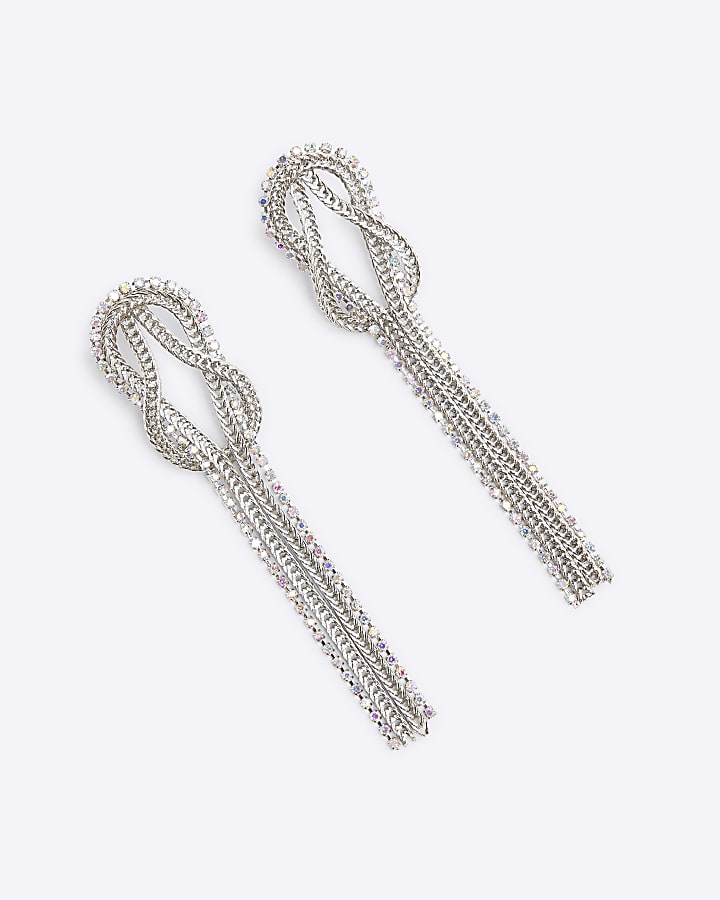 Silver Cupchain Long Earrings