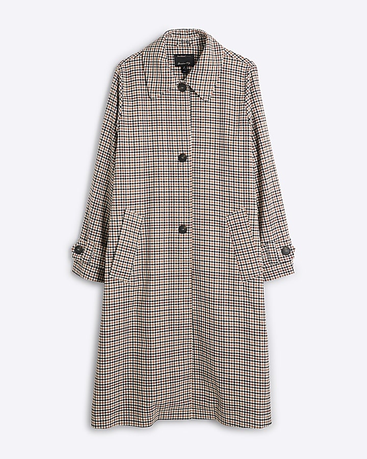 Beige Check Trench Coat