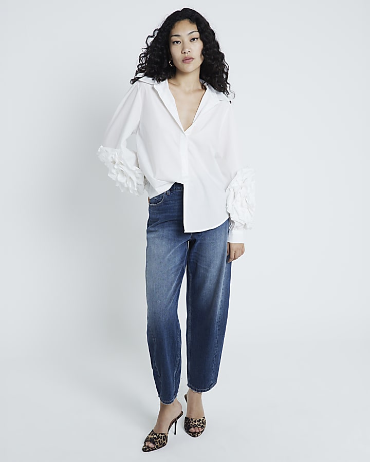 White frill Long sleeve Shirt