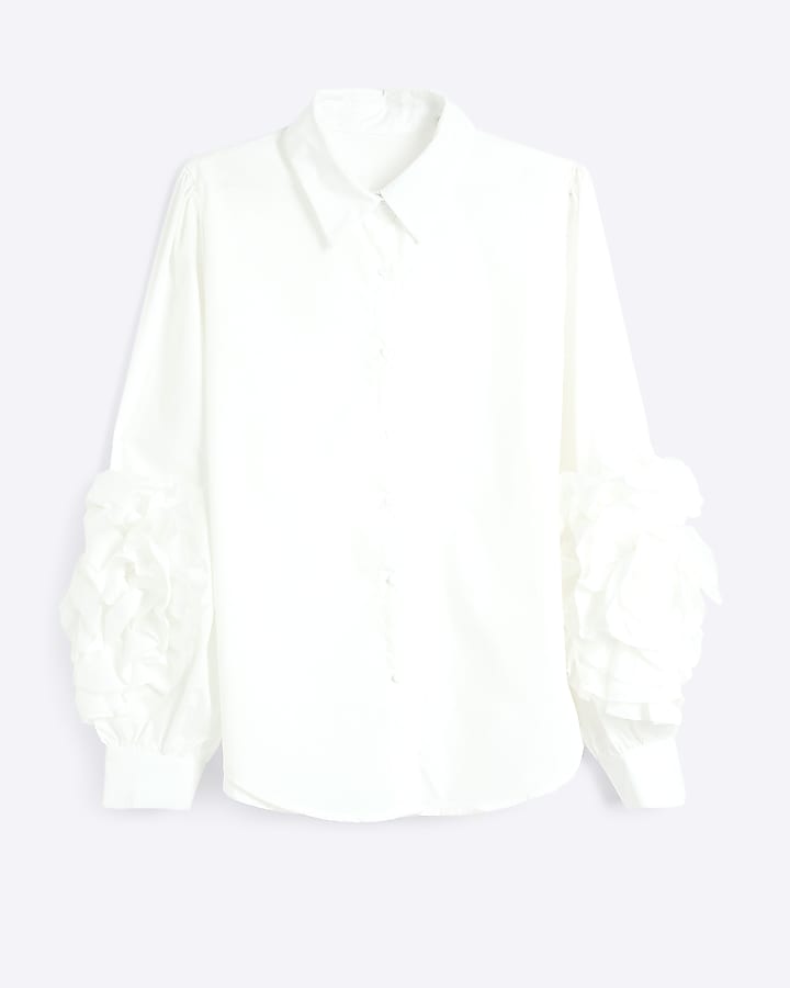 White frill Long sleeve Shirt