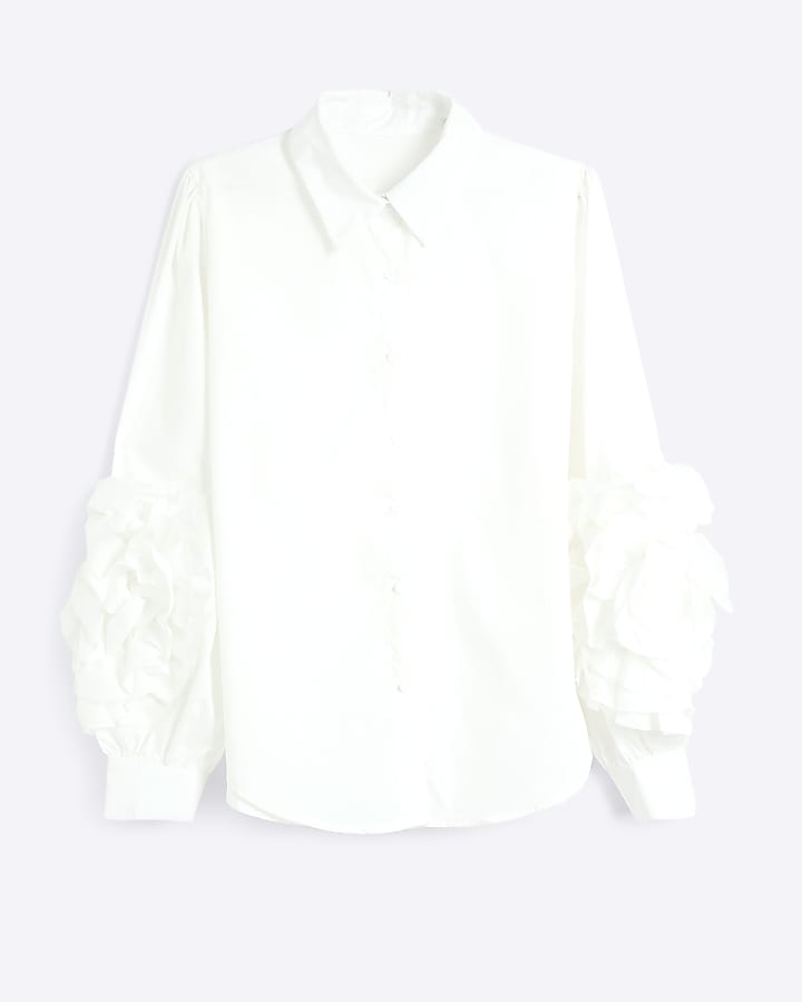 White frill Long sleeve Shirt