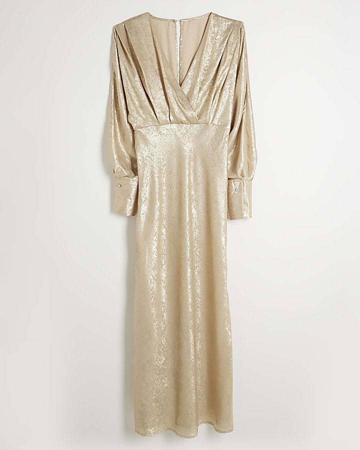 Gold Foil Batwing Maxi Dress