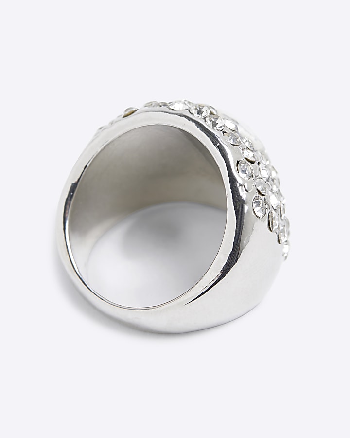 Silver Crystal Cocktail Ring