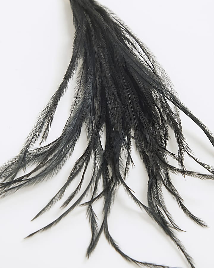 Black Feather Drop Earrings