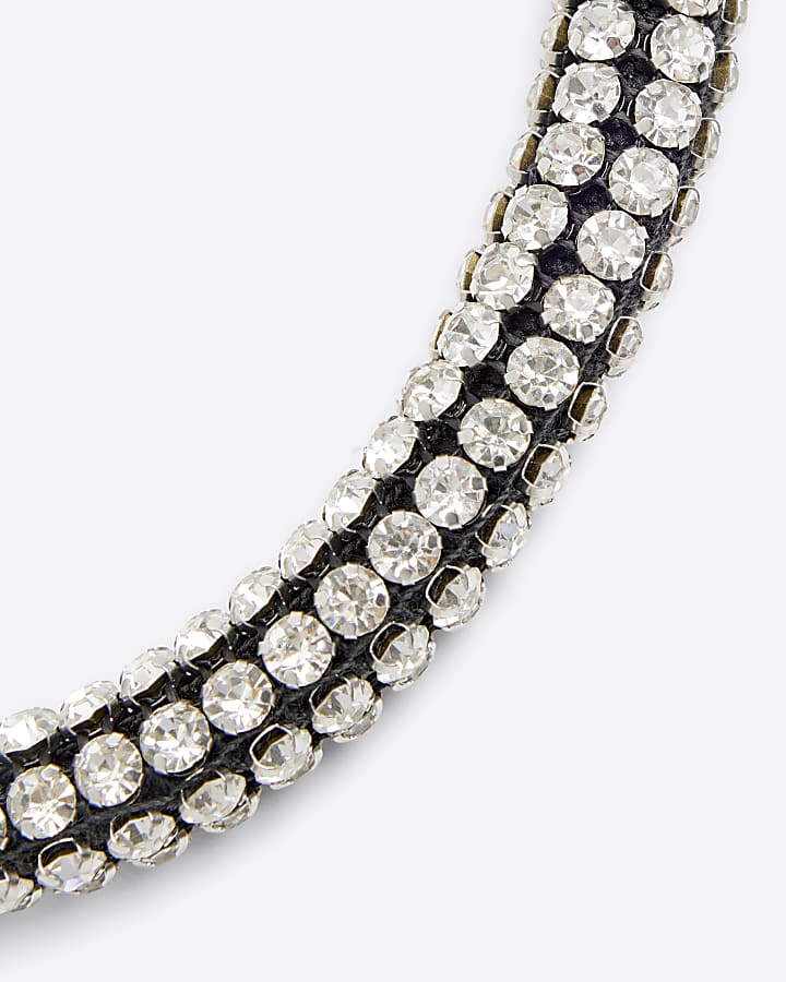 Silver Diamante Tube Bracelet