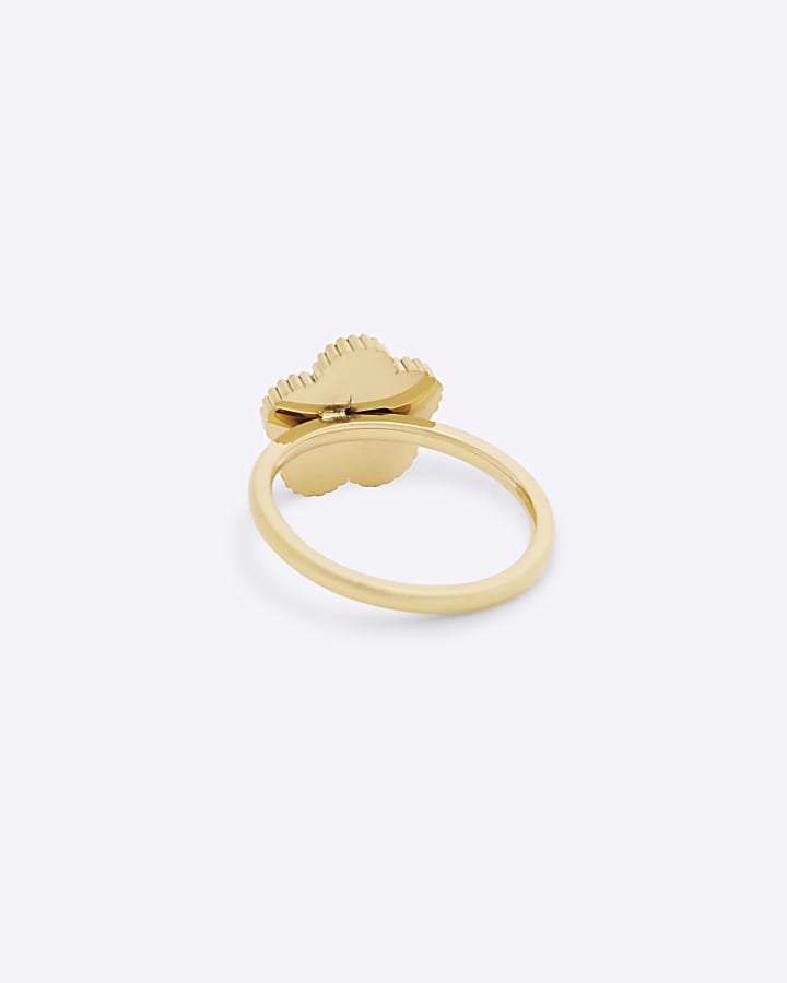 Gold Stainless Clover Ring