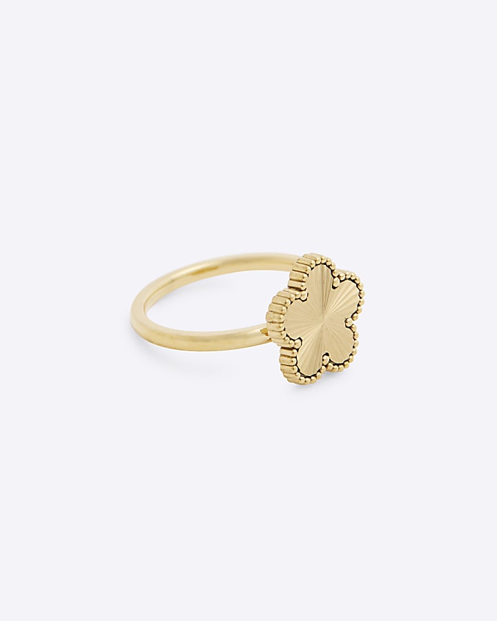 Gold Stainless Clover Ring