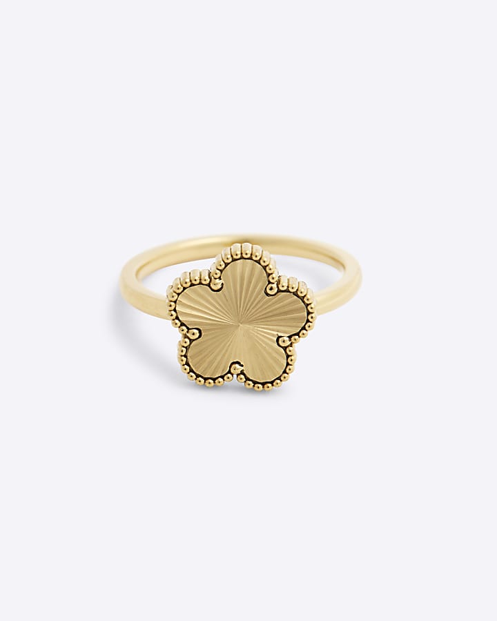 Gold Stainless Clover Ring