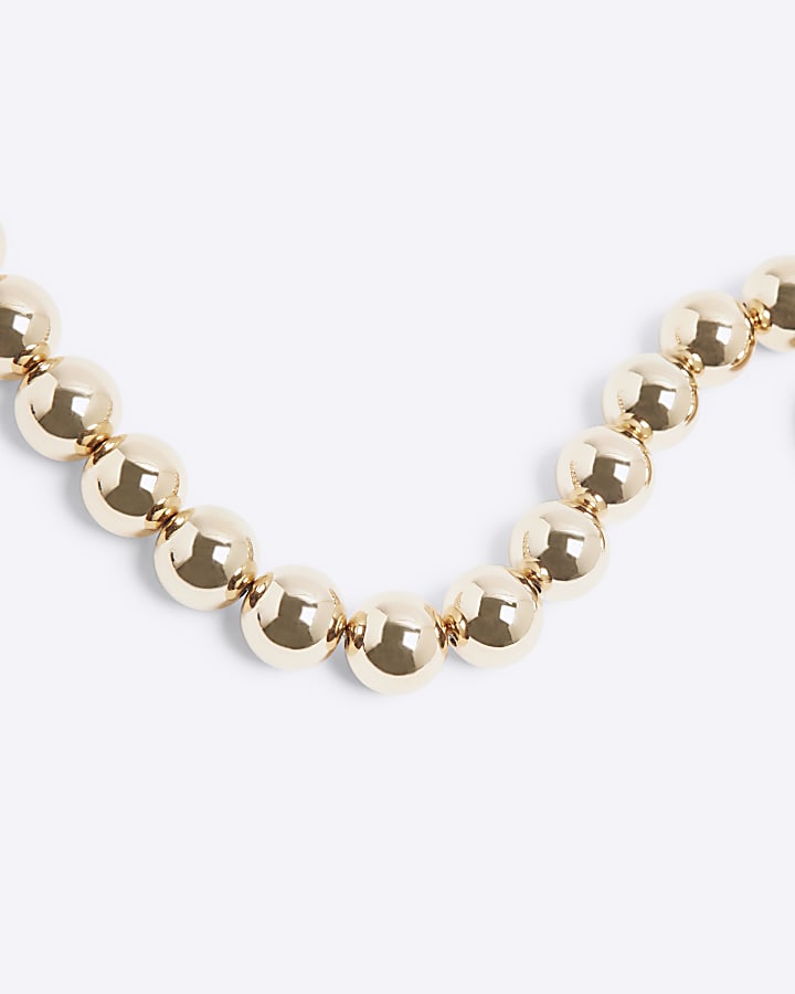 Gold Plated Beaded Heart Collar Necklace