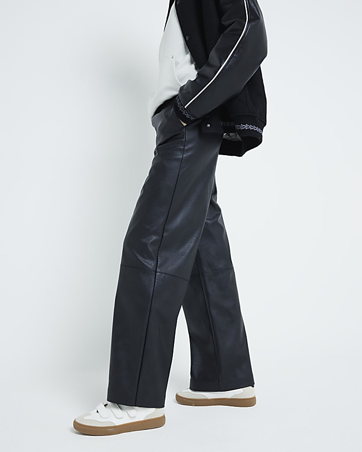 Black Faux Leather Elasticated Waist Trousers