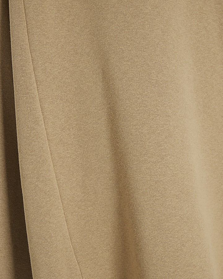 Beige Long Sleeved Split Front Sweater