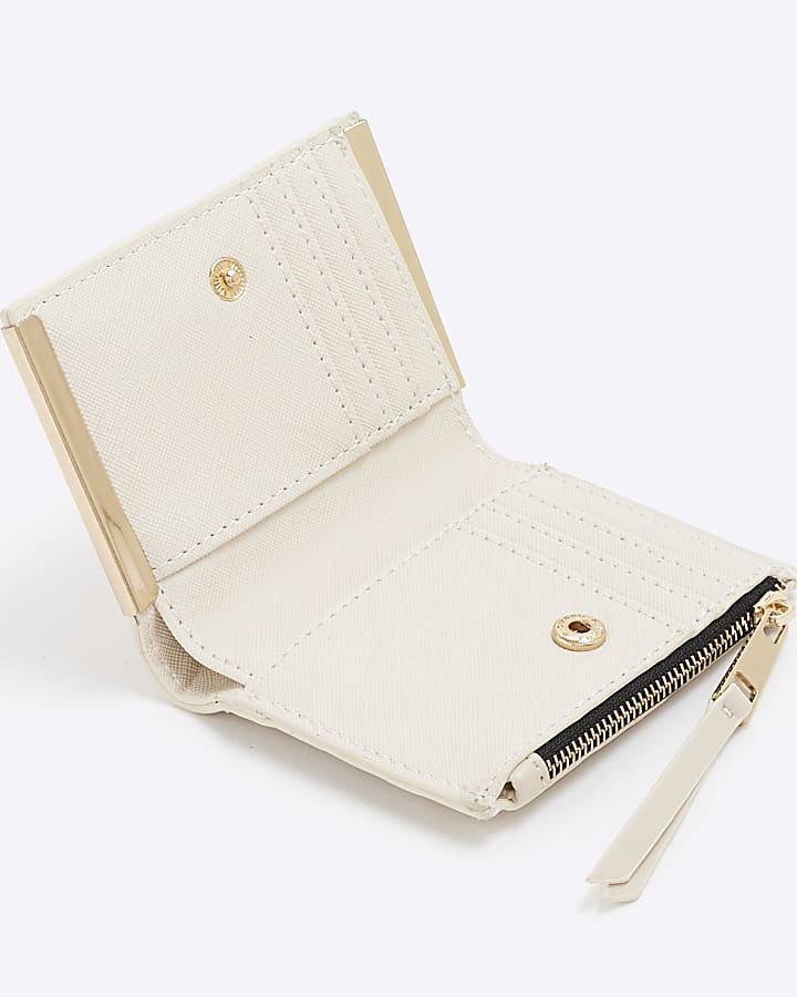 Cream Faux Leather Woven Purse