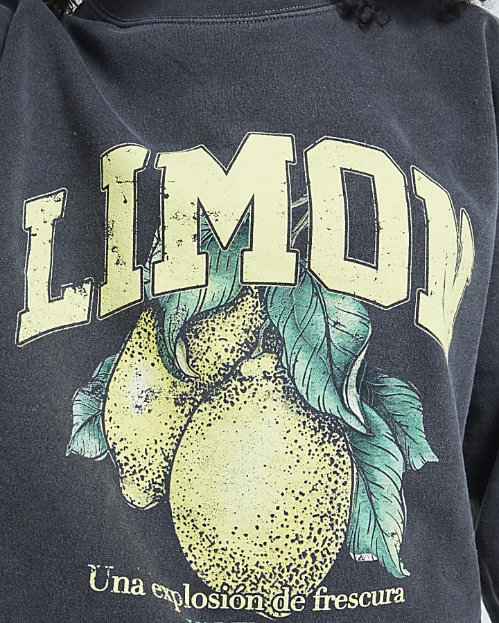 Grey Washed Limon Graphic Sweatshirt