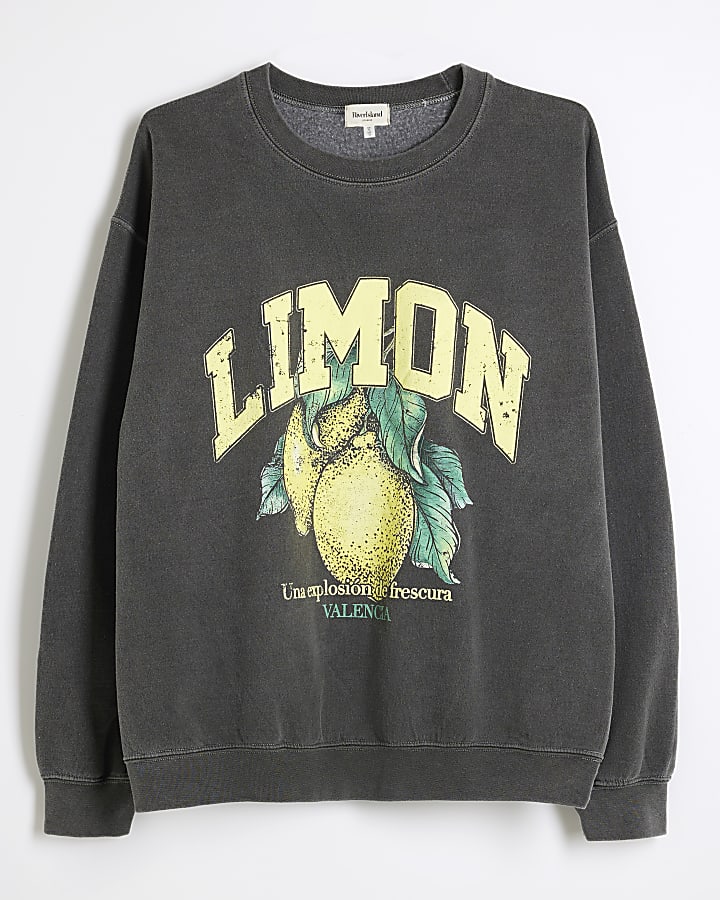 Grey Washed Limon Graphic Sweatshirt