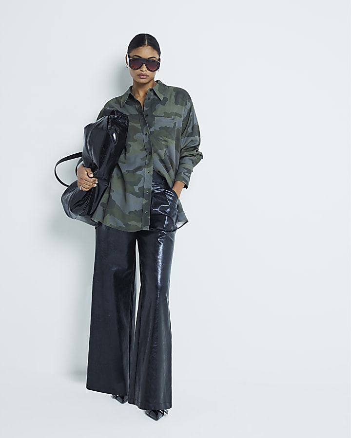 Green Camouflage Oversized Shirt