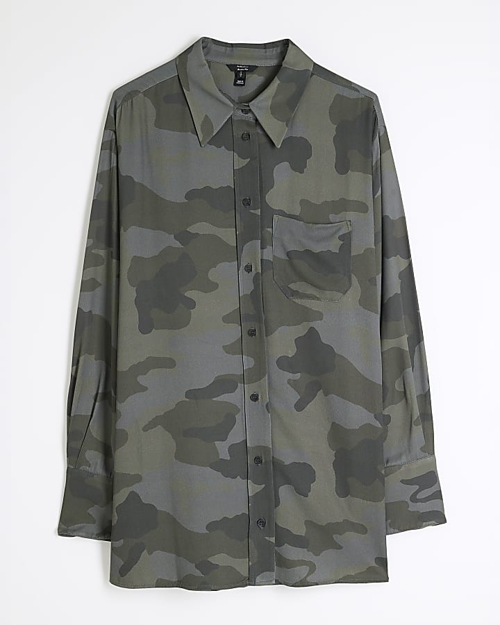 Green Camouflage Oversized Shirt