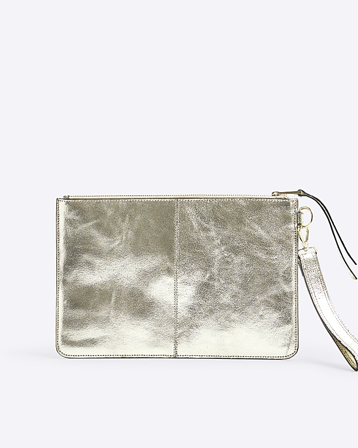 Gold Metallic Leather Pouch