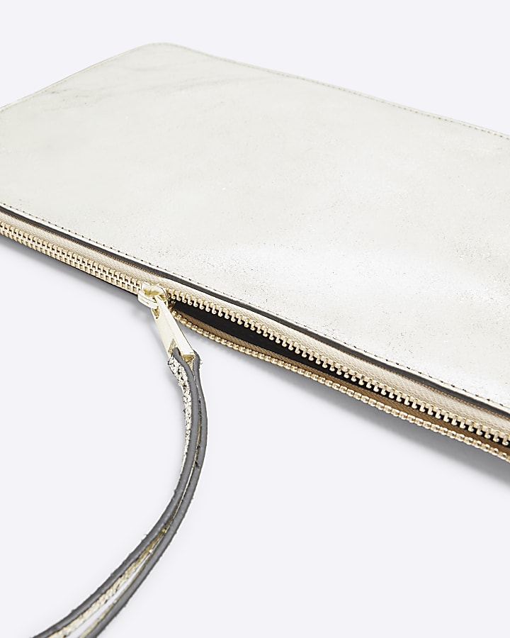 Gold Metallic Leather Pouch