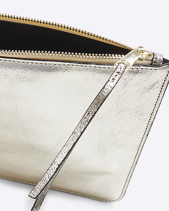 Gold Metallic Leather Pouch