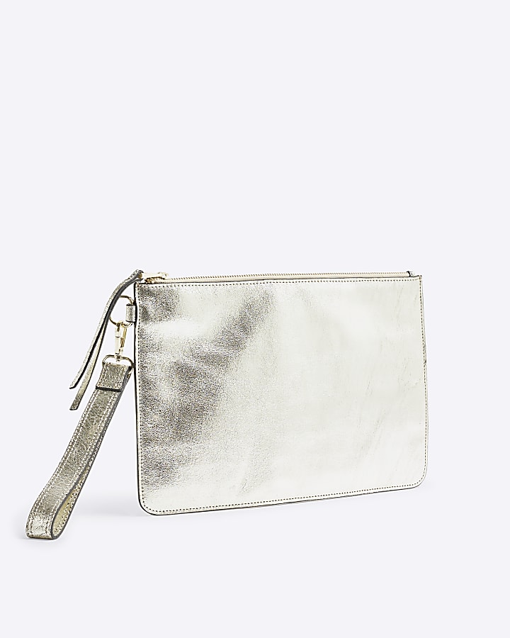 Gold Metallic Leather Pouch