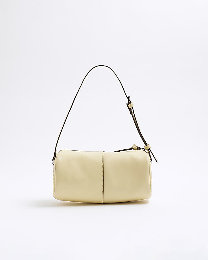 Yellow Leather Cylinder Shoulder Bag