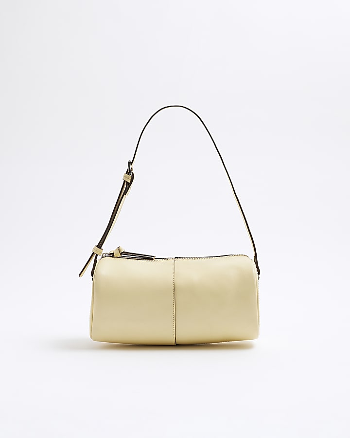 Yellow Leather Cylinder Shoulder Bag