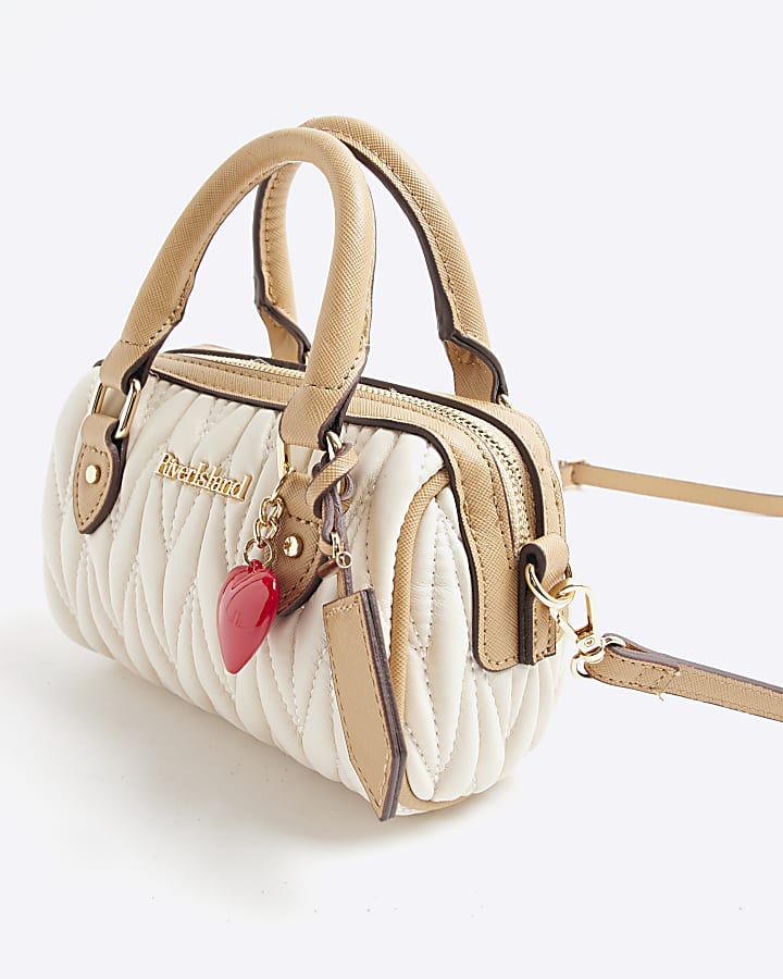 Cream Scrunch Mini Bowler Bag