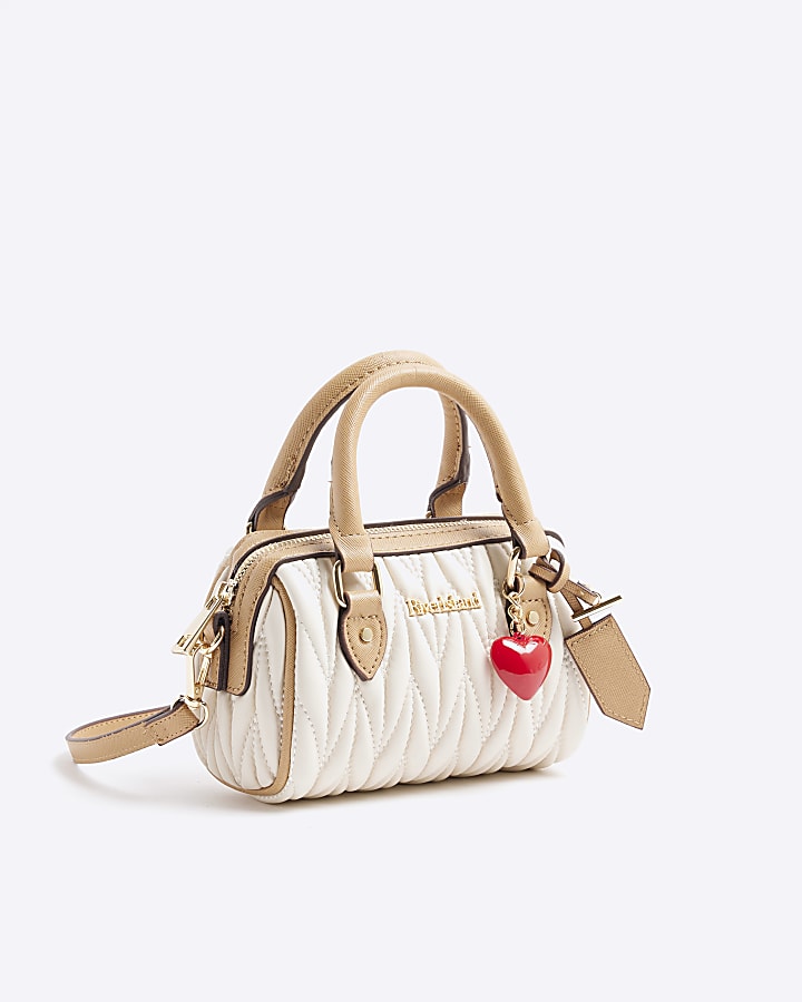 Cream Scrunch Mini Bowler Bag