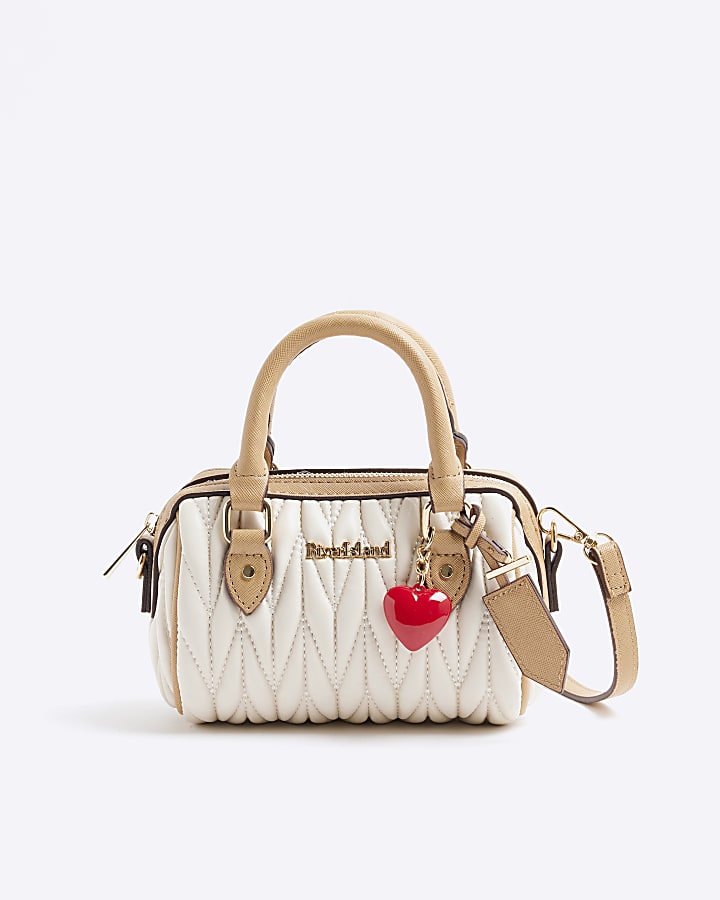 Cream Scrunch Mini Bowler Bag