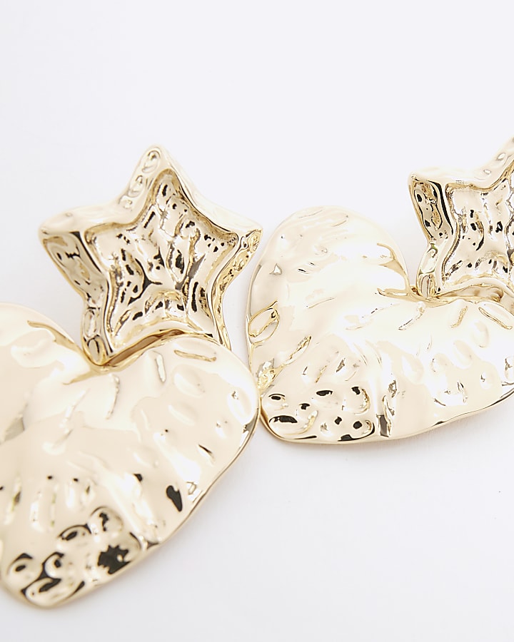Gold Heart Studded Earrings
