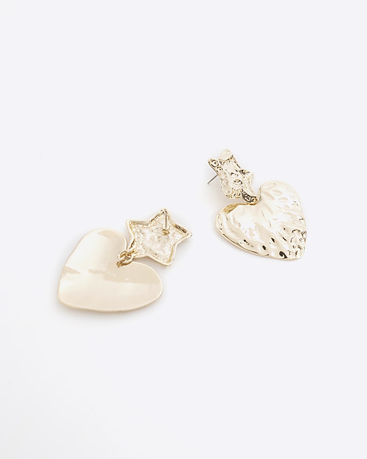 Gold Heart Studded Earrings