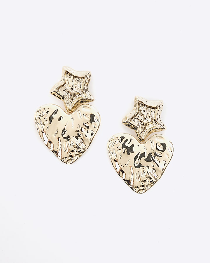 Gold Heart Studded Earrings