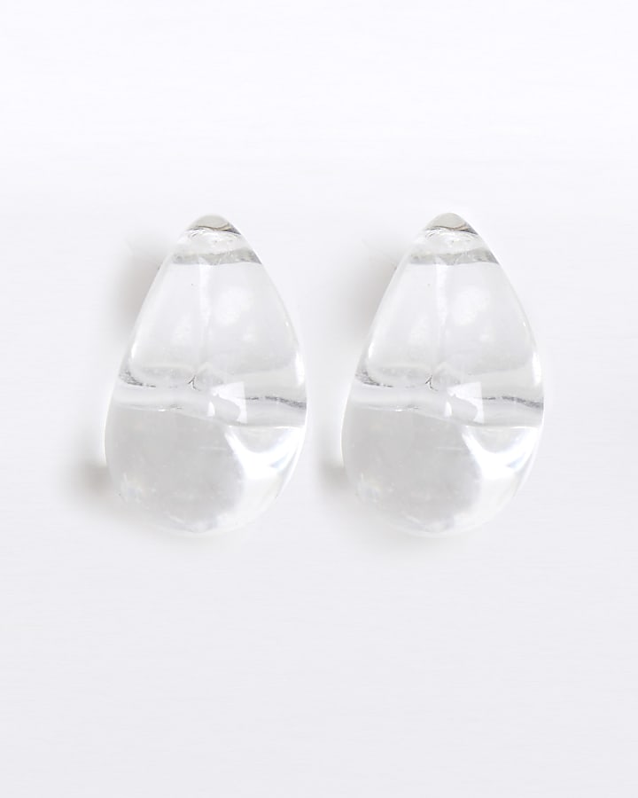 Clear Domed Stud Earrings